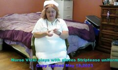 Requested Nurse Play with Self with Medical Gloves on Strip Tease!