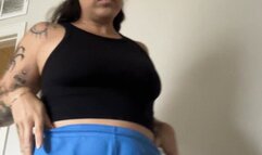 Giantess uses tiny intruder she caught spying as a masturbation toy