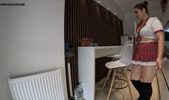 Sexy schoolgirl sipping smoke