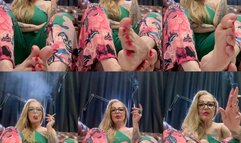 Barefoot - Close-up Long white cigarette - Deep Inhales - Multiple pumps - Soles