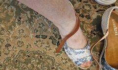 In a shoe store I try on some high sandals with sweaty, dirty feet 720HD