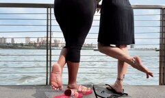 NYC feet: Goddesses by the water, public feet with YourChocolateGoddess, milf soles