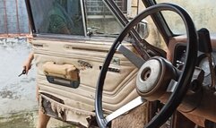 Stephanie Hard Cranking Battle with the old Wagoneer