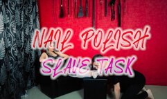 MY SLAVE DOING MY TOES NAILS POLISH , ANGLE 2