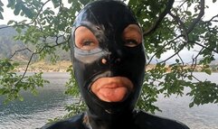 Latex Big Boobs catsuited girl with huge BOOBS Masturbates Fisting Rubber Dildo Sucking Pierced Dick and Pee in public PART 3