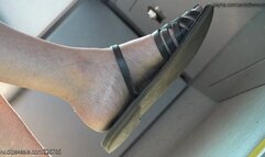Three type of woman feet with several sandals, shoe fetish candid watching