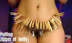 zipper on belly and pulling without mercy