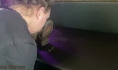 Dirty DrMartens licking, sniffing sweaty socks and face&throat standing and trampling