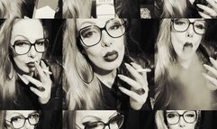 Close-up Black and white - Marlboro reds 100s - Deep Inhales - Multiple pumps - Triple pumps - Power Smoking - audible inhalations