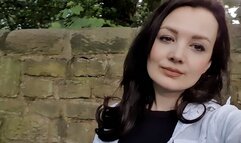 Grey leggings standing outdoor wetting peeing