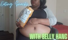 Eating Snacks While My Big Round Belly Hangs | featuring: Ebony BBW ASMR Food Stuffing Big Belly SSBBW Crunching Food Noises (720P MP4)