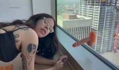 hairy girl rides for the whole city