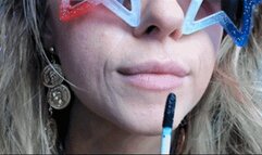 Blue Lipstick Blowing Bubbles (HD) WMV