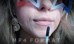 Blue Lipstick Blowing Bubbles (HD) MP4