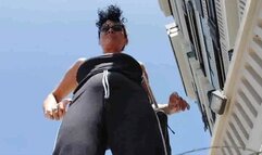 Fee fi fo fum I smell tiny human STOMPING Giantess Towers over you trying to crush you under her huge soles 720p avi