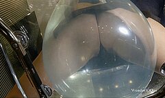 Housemaid sit pop all on the transparent chair Full HD