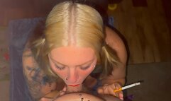 Red Lips Deepthroat Smoking Blowjob