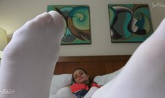 Ashton loves these white pantyhose