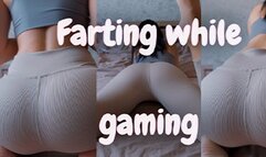 Sexy Ass in Leggings Farting while Gaming! Voyeur