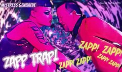 CARTOON VERSION Zapp Zapp Mistress discovers electro shock toy while tormenting a sub’s cock balls and nipples