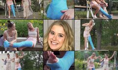 Casey LLWC Crutching to the Park After Missing the Bus with Foot Play (in HD 1920X1080)