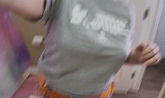 Liz River Brushes and Flossing Teeth in Black Lingerie and Glasses