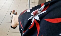 Sexy dangling expansive sandals in a public bar 4K