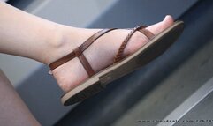 Candid foot fetish, beauty legs and feet in sandals