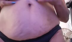 Giantess Vore Big Hungry Grumbly Belly Devouring a tiny belly slave she keeps trapped in her big bloated belly button Big Bouncy Belly Shaking Jiggling and digesting