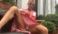 Flashing my white thong