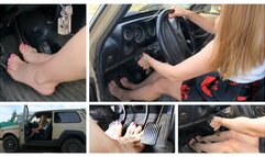 HOT PREMIERE: Emily cranks old russian jeep Lada till empty start battery