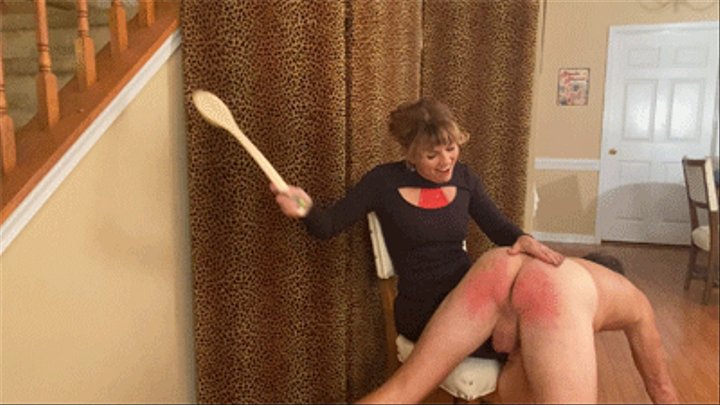 Femdom Domestic Spanking - Domestic Discipline- Bath Brush Paddling (1080p)