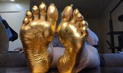 Golden wrinkled mature soles