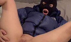 Blue Puffy Down Jacket Double Penetration Masturbation