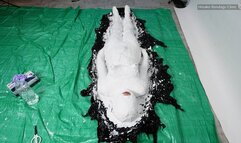 Abandonded in Plaster Bondage with Remote Control Vibe and Nipple Play! (Fixed Camera Unedited Video)