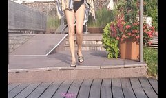 Girl in Latex Bikini visits public bath P1