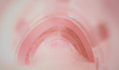 Extreme closeup Fleshlight internal view & huge cumshot