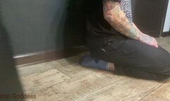 Brutal and painfull trampling with jumping and kicking in My sexy over the knee heavy boots