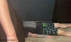 Walking and trampling on My slave in Vans and sexy dress