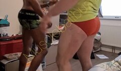 soft ballbusting in yellow t shirt with nathan