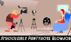 Younger Schoolgirl in Pantyhose sucks Older cock