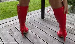 Anal solo in red bikini