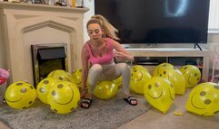 Tightly inflated balloons sit pop HD
