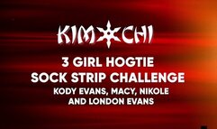 3 Girl Hogtie Sock Strip Challenge