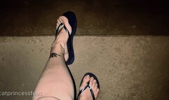 Rainy slow motion close-up wet foot show, natural nails, Hungarian milf feet