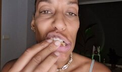 Eating takeaway open mouth views