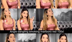 Angie dangling smoking a marlboro red 100s close up!