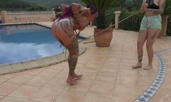 Maya Homerton - Cruel Bondage Walk Training on the Pool Deck - Full Clip wmv SD