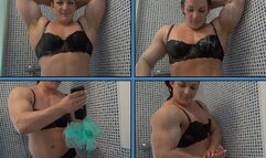 Female Bodybuilder In The Shower