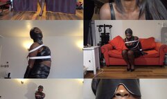 Miss naiirobii, leather bound and gagged submissive
